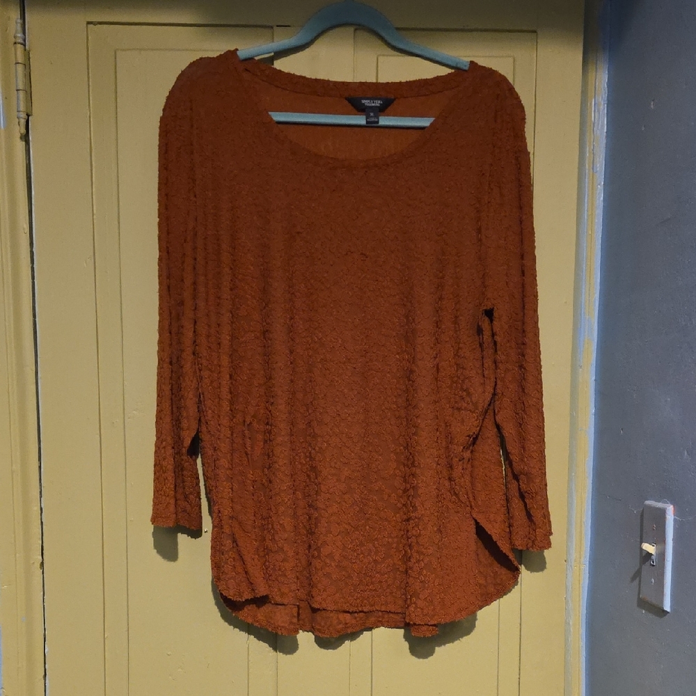 Women's Rust Textured Long Sleeve Top